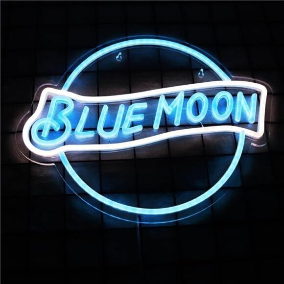 Blue Moon Beer Light LED Neon Sign Wall Decor Man Cave Restaurant Bar Party NEW - Picture 6 of 6